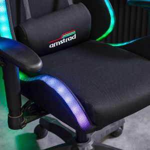 Amstrad AMS-LED-DARKSIDE Fauteuil / Chaise de bureau Gamer noir avec éclairage LED 366 effets - Télécommande - Informatique