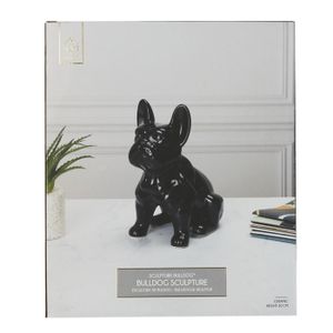 Grande Statue Bouledogue Français Résine - 85 Cm - Patine Acier