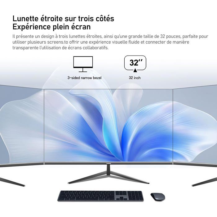 écran pc lunette hdmi Écran Pc 32 Pouces 4K Uhd,Moniteur D'Ordinateur Ultra-Clair (3840