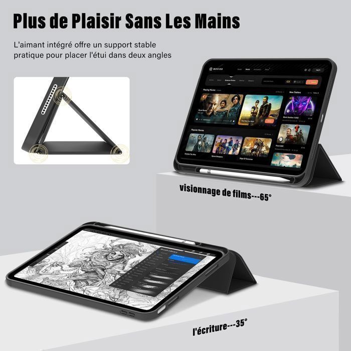 Étui Coque Souple Pliable Pour IPad 10 (2022) Et IPad 11 A16 (2025) - Bleu Clair Simili Cuir