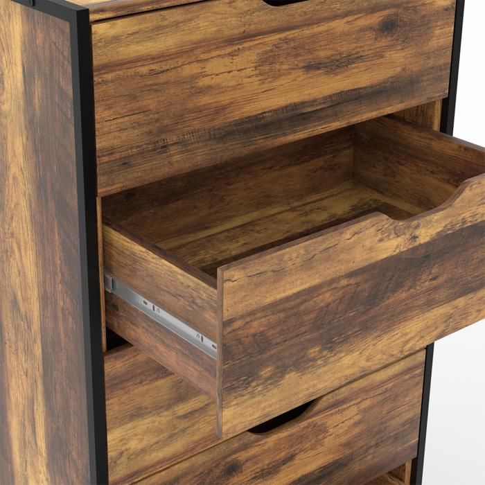 IDMarket Chiffonnier 5 Tiroirs Detroit 60cm - Commode Semainier Design Industriel Bois Et Métal