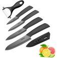 Couteau en céramique ,Cadrim Ensembles de couteaux de cuisine Couteaux chef pour Couper Fruits Légumes Viande 5pcs/Set Noir-0