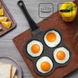 Poêle à déjeuner en aluminium, poêle à frire 4 trous, poêle à omelette 14,4 x 7,7 po pour faire des crêpes, œufs au plat HB013-0