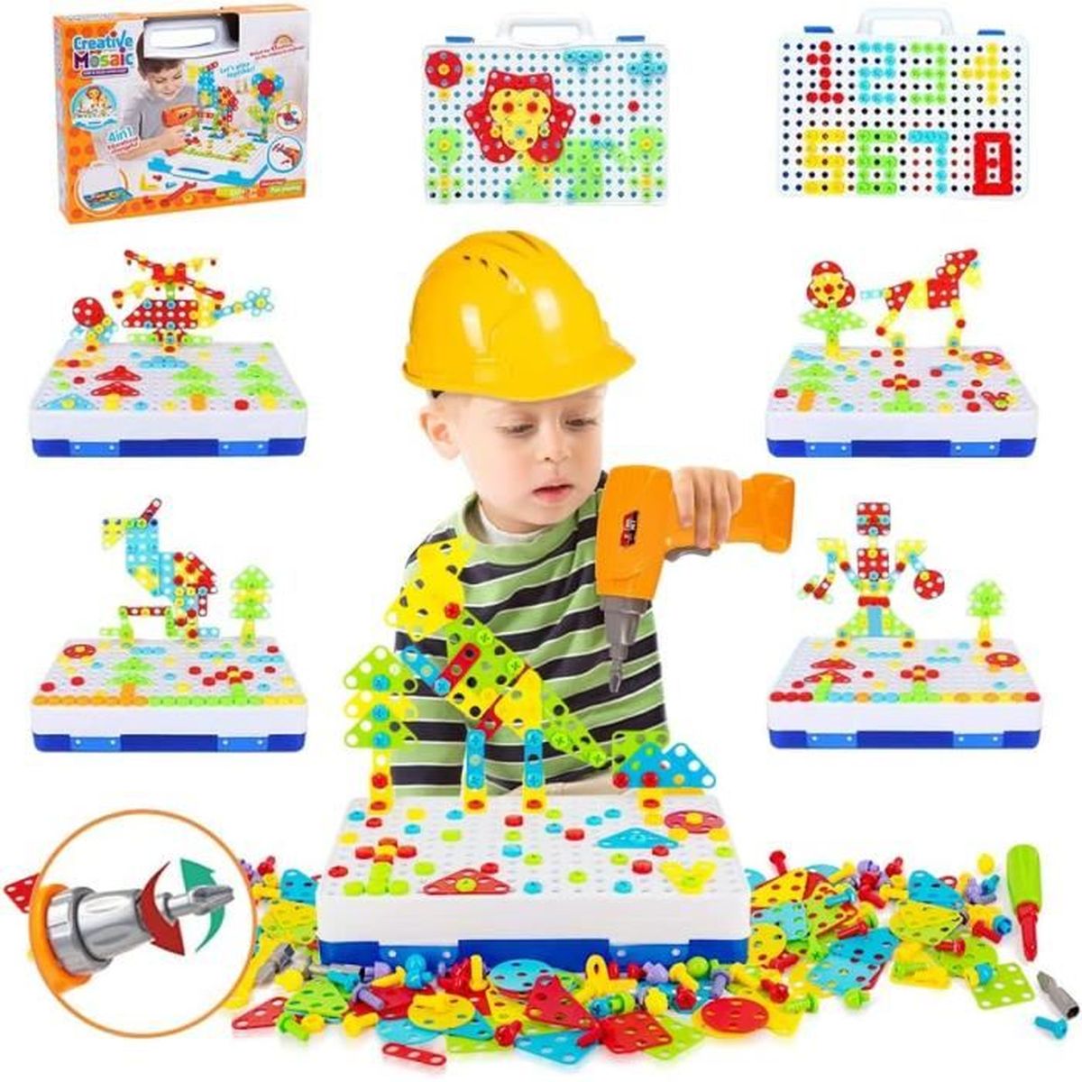 Rtomry Mosaique Puzzle Enfant Jeux Enfant 3 4 Ans Jeu de Construction Kit  223 Pcs Activité