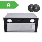 FIREGAS Hotte Aspirante Encastrée - Hotte de Cuisine Intégrée - 600m³/h -52cm- Evacuation ou Recyclage-Noir-Classe énergétique A