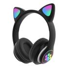 JEIIBRZUI Casque Bluetooth 5.1 LED avec oreilles de chat pour enfants couleur noire CAT STN-28 Label
