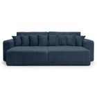 LOUNGITUDE Canapé droit 4 places JADE double méridienne et assise profonde en velours côtelé épais - Bleu foncé