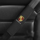ALLOYSEED 2pcs Housses Noir en cuir véritable de voiture pour ceintures de sécurité-housse protection harnais d'épaule pour Porsche
