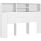 DÉCOSHOP26 Tête de lit avec rangement accessoire de lit table de chevet etagère 140 par 19 par 103,5 MDF blanc
