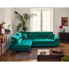 BESTMOBILIER Dimas - canapé d'angle gauche 5 places - convertible avec coffre et têtières réglables - en velours - Vert