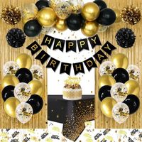 Décorations d'anniversaire noir,APERIL Ballon Anniversaire Ensemble Fête Articles De Fête Ballon Pluie Soie Décoration