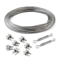 SET 10m cable 8mm acier inox cordage torons: 7x19 + 6 serre-câbles étrie + 2 tendeur oeil-crochet M8 - beaucoup de tailles