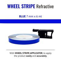 Wheel Stripes Bandes Adhésives Réfléchissantes pour Jantes Moto avec Applicateur, Bleu, 7 mm x 6 mt