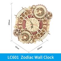 Puzzle en bois modèle horloge murale zodiaque 3D Robotime ROKR LC601 - Cadeaux pour lui - Noël
