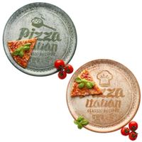 Set de 2 assiettes à pizza CREME & VERT 33cm - 1x ZREC01 & 1x ZREC03