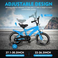14 " vélo enfants avec roues de soutien bleu 3-6 ans 95-125cm
