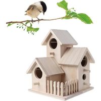 Nichoir maison en bois véritable Volière Mangeoire à oiseaux cage oiseau grand fort Sécurité 20.5x15.5x15.5cm