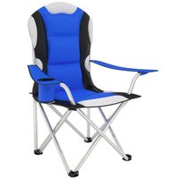 TECTAKE Chaise Pliante de Plage de Camping avec Porte Boisson + Sac de transport - Bleu