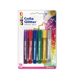 COLLE - PATE ADHESIVE Colle - pate adhesive Deco - 05882 - colle paillettes blister 6 stylos, couleurs assorties
