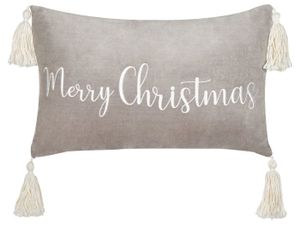 COUSSIN Coussin en velours gris à inscription de Noël avec