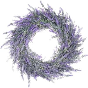 Couronne De Porte Artificielle Violette Avec Eucalyptus - 40 X 40 Cm - Pour Décoration D'entrée, Mariage, Fête - Fleurs En Tissu Et Rotin