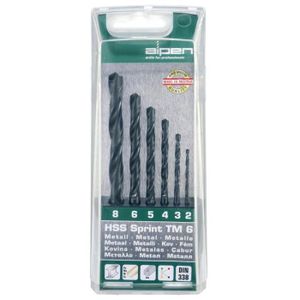 Alpen 811122100 Foret hélicoïdalSprint Master Set de 6 Pièces 2-3-4-5-6-8 mm Gris
