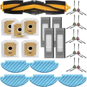 BAC A GRAISSE - FILTRE Lot de 25 pièces de rechange compatibles avec les aspirateurs robots Ecovacs Deeboot N10 / N10 Plus – sacs à poussière 4 filtres HEP