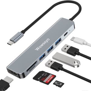 Wowssyo Hub USB C 9 en 1 Adaptateur USB C multiport pour MacBook M1 Pro/Air  avec RJ45 Ethernet, 4 K HDMI, PD 100W, 2 USB C, lecteurs SD et TF, Station  d'accueil