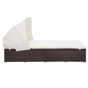 CHAISE LONGUE Zerodis Transat à 2 places avec coussin Résine tressée Marron HB042