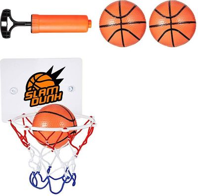 Mini Panier De Basket-Ball Avec 2 Balles Et Pompe - Ventouse Pour Chambre, Bureau, 16,2 X 12 Cm