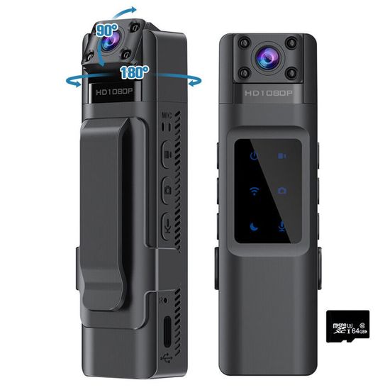 Mini Caméra Corporelle, 1080p HD Wearable Police Body Camera Portable Body Camera Avec Clip