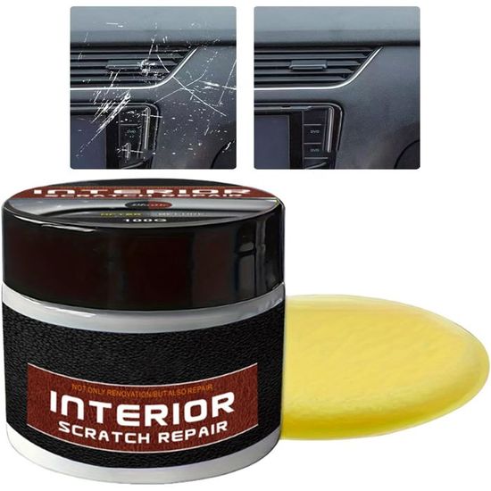 Kit Réparateur De Rayures Pour Intérieur Auto - Restaurateur Tableau De Bord - Efface Rayures Et Petits Défauts - 100g Avec Éponge - 7