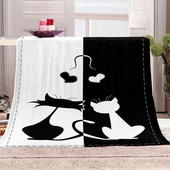 Couverture Polaire Microfibre Imprimée 3D Tigre Noir Et Blanc - Douce, Chaude, 180x200 Cm, Pour Lit, Canapé, Adultes Et Enfants