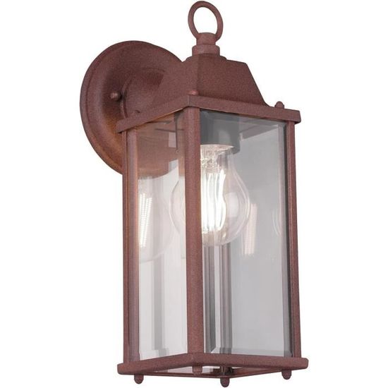 Suspension Extérieure Brenta - Aluminium Moulé, Verre Transparent, IP44 | Trio Leuchten, Couleur Rouille