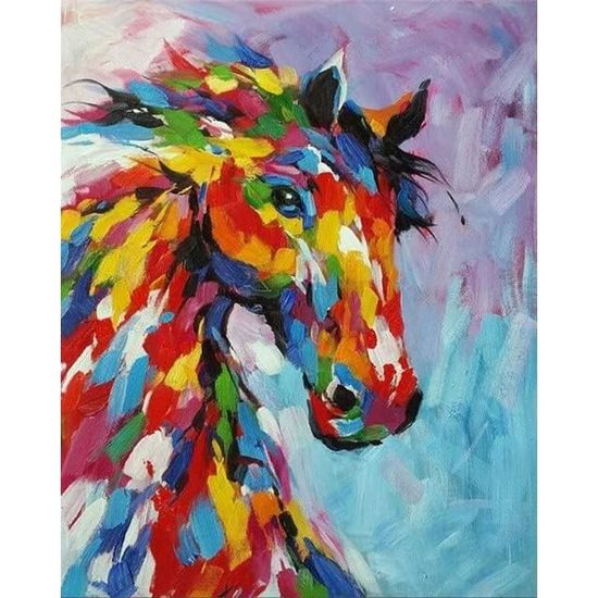 Cadre peinture à la main par numéros Kits cheval peinture acrylique par numéros animaux numéro peinture sur toile pour la décoration de la maison 40x50cm acheter à prix bas - livraison gratuite
