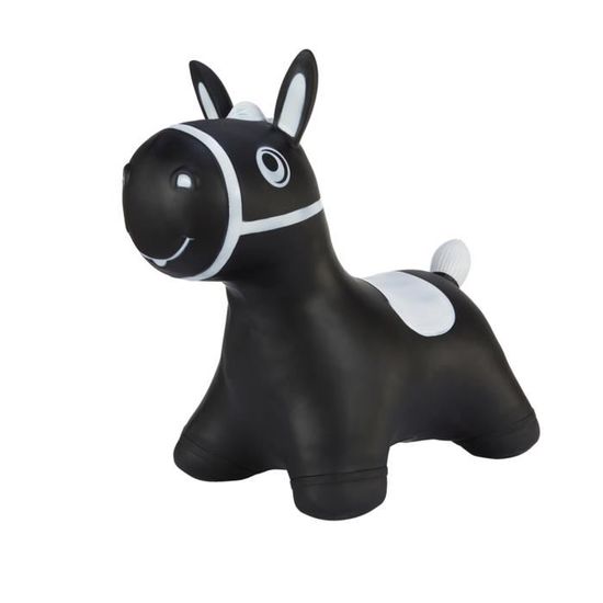 Animal Sauteur Relaxdays - Cheval Gonflable - Enfants 3+ Ans - Charge 50kg - Noir