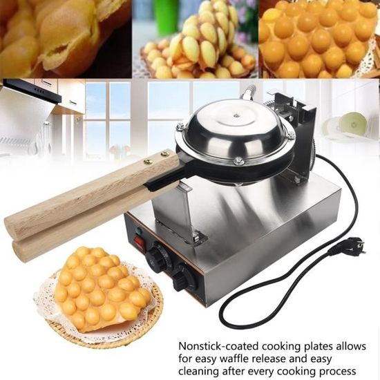 Gaufrier Electrique Machine à Gâteaux d'œuf en Acier Inoxydable Professionnel Antiadhésif pour Cuisson 220V 1.3Kw S19 HB051 -BOT A