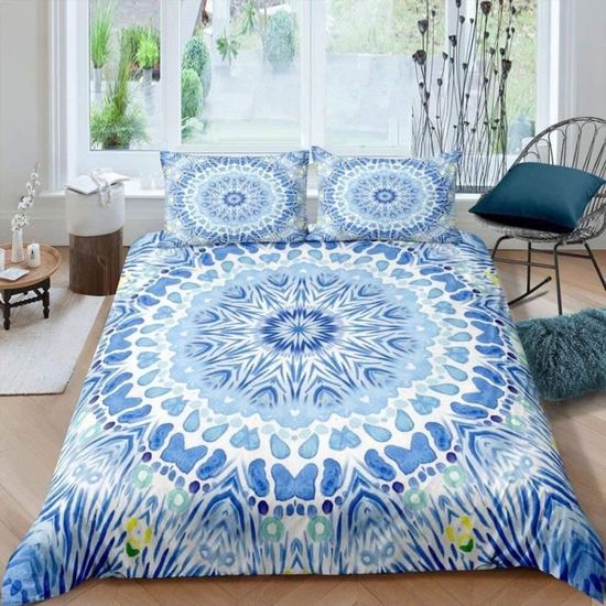 Housse De Couette 220x240 Cm Style Viking Boho - Microfibre Douce Réversible Avec Taies - Parure Complète 2 Personnes