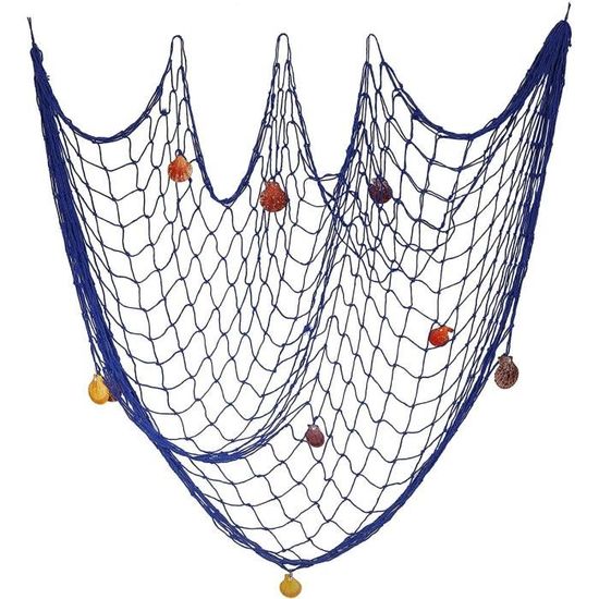 Filet de pêche décoratif maritime avec coquillages à suspendre, décoration murale pour la maison Filet de pêche décoratif maritime avec coquillages à suspendre, décoration murale pour la maison