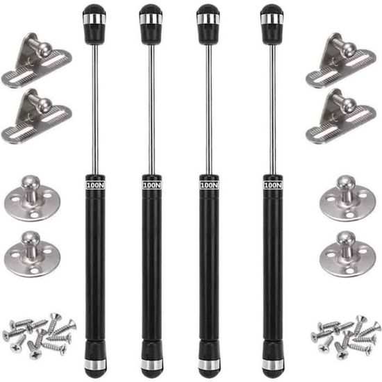 Lot De 4 Vérins à Gaz Hettich 100N – Argent Satiné, Pour Porte Meuble