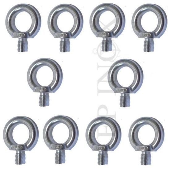 Lot De 10 Anneaux Filetés M6 INOX 316 A4 - Anneaux De Levage Mâles 6mm