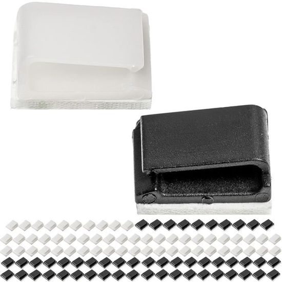 25 Clips Autocollants Pour Gestion De Câbles - Noir, Support Jusqu'à 10 Mm De Diamètre - Pour TV, PC, Bureau