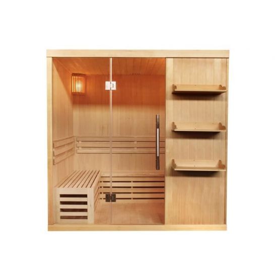 Sauna traditionnel Finlandais 4-5 places FABORG vitré avec étagères - 200x180x200