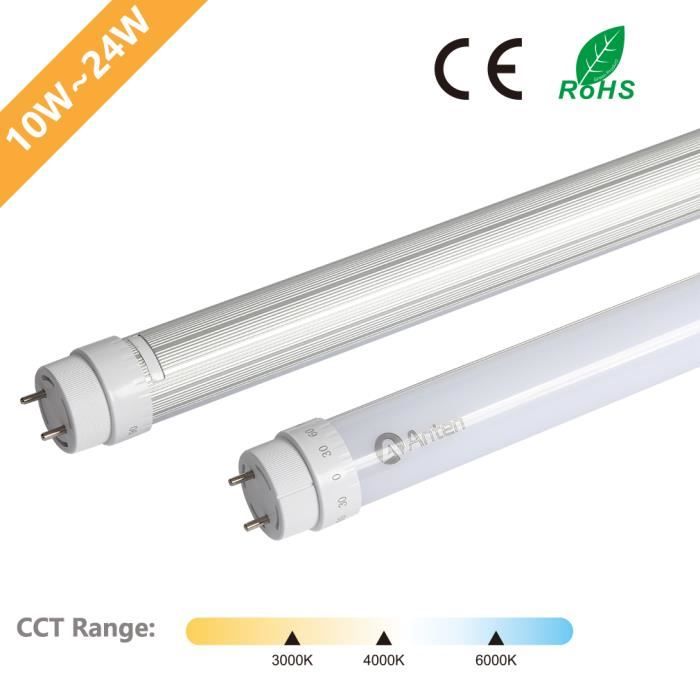 2×Anten T8 150CM Tube LED 24W - tête d'éclairage rotative - Eclairage Neon Tube Blanc froid 6000K