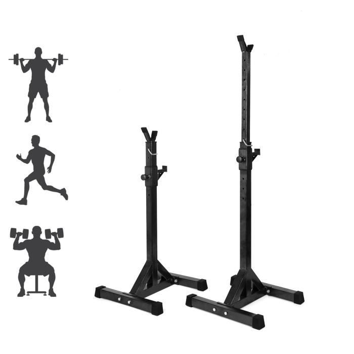 Femor Support Haltères Repose-Barre 2 Pieces réglables 109cm-170cm charge 100KG