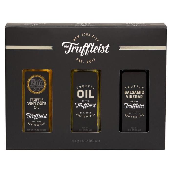 The Truffleist - Truffes noires d'été infusées dans ce duo d'huiles de tournesol et d'olives et de vinaigre balsamique - 3x 60 ml