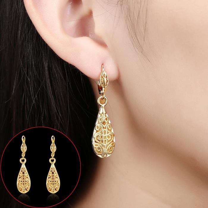 Boucles d'oreilles pendantes Femme Plaqué or Mode Bijoux Accessoire Cadeau Saint-Valentin Anniversaire Fête