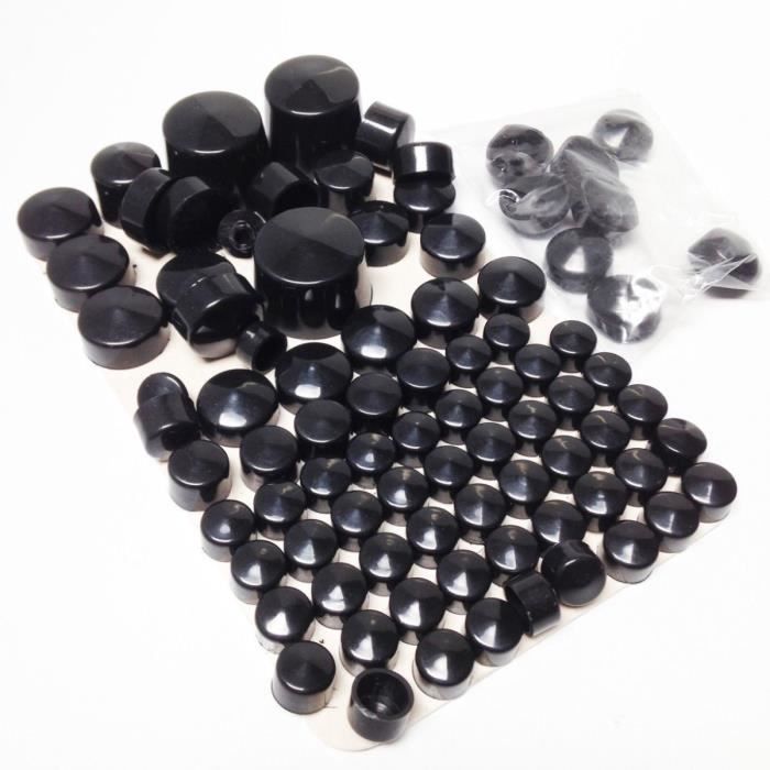 87pcs Cache Écrou Bouchon à vis Bolt Toppers pour Harley Davidson Softail Twin Cam 2000-2006 en ABS plastique noir