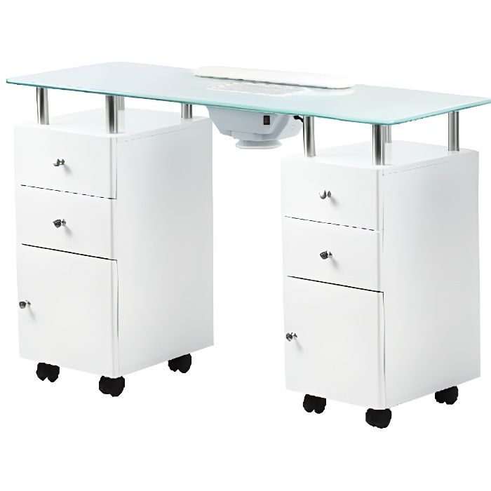 Table manucure professionnelle, plateau verre Design