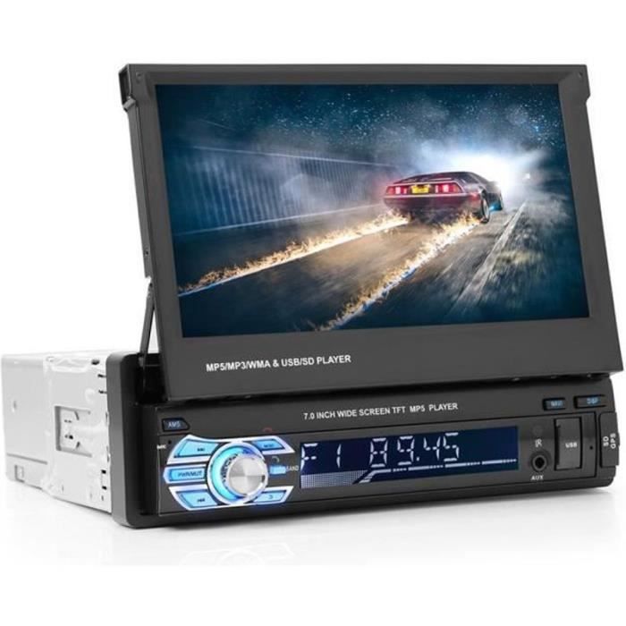 Autoradio rétractable GPS Navigation Bluetooth Car Stéréo Lecteur MP5 Support à écran tactile Appel mains libres Affichage